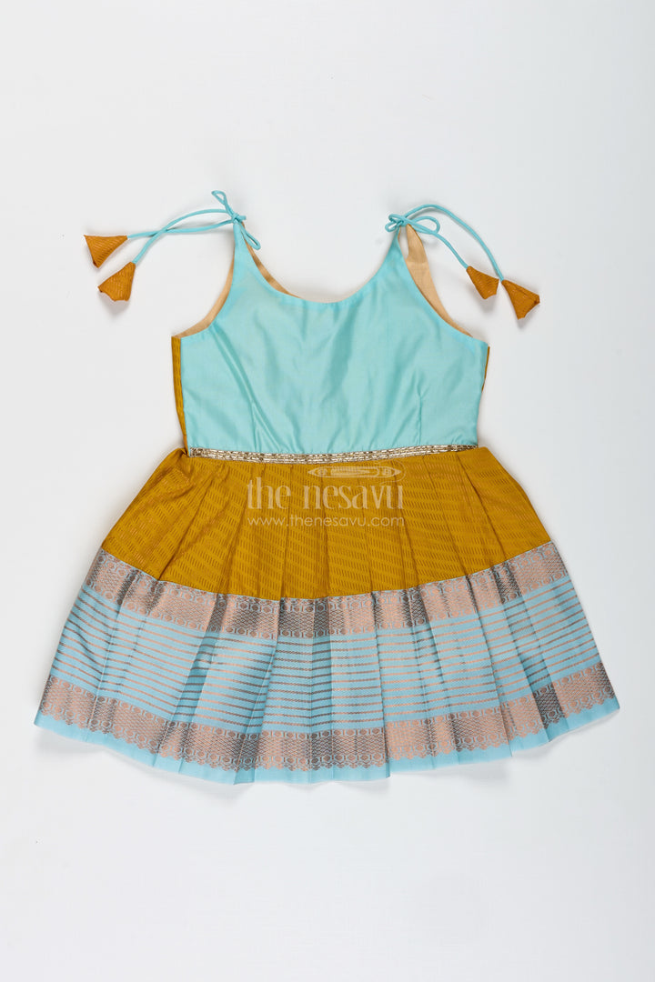Ethnic Frock For Baby Girls In Mustard And Teal Perfect For Festivals And Photoshoots