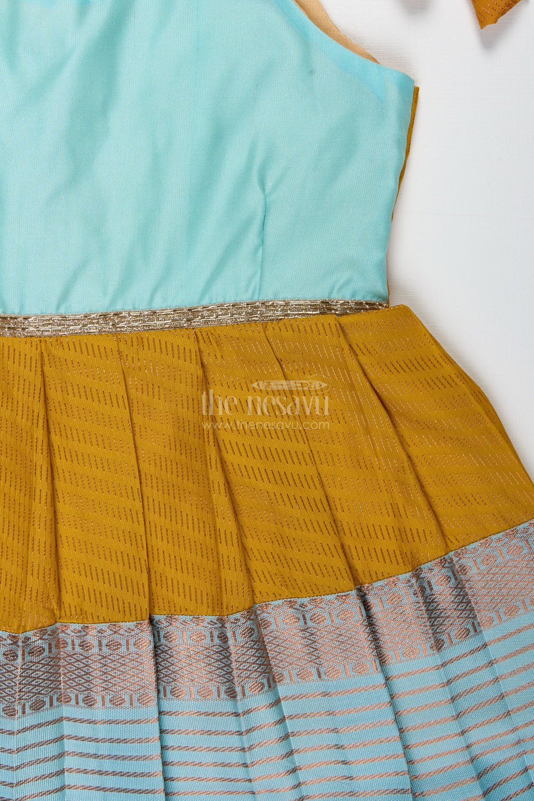 Ethnic Frock For Baby Girls In Mustard And Teal Perfect For Festivals And Photoshoots