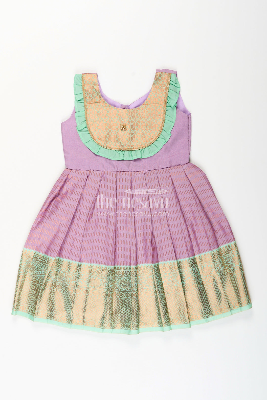 Baby girl kanchipuram silk frock for festive and cultural events