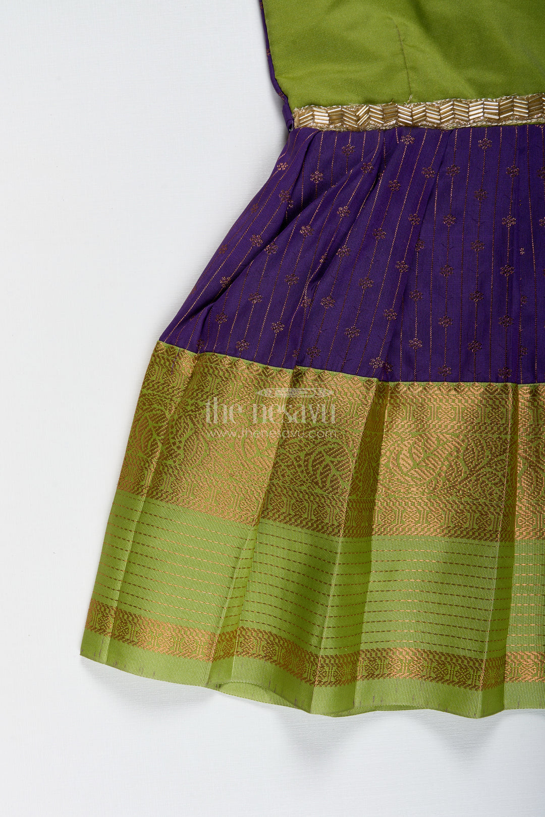 Green And Purple Baby Girl Frock In Semi Silk Perfect For Weddings And Cultural Events