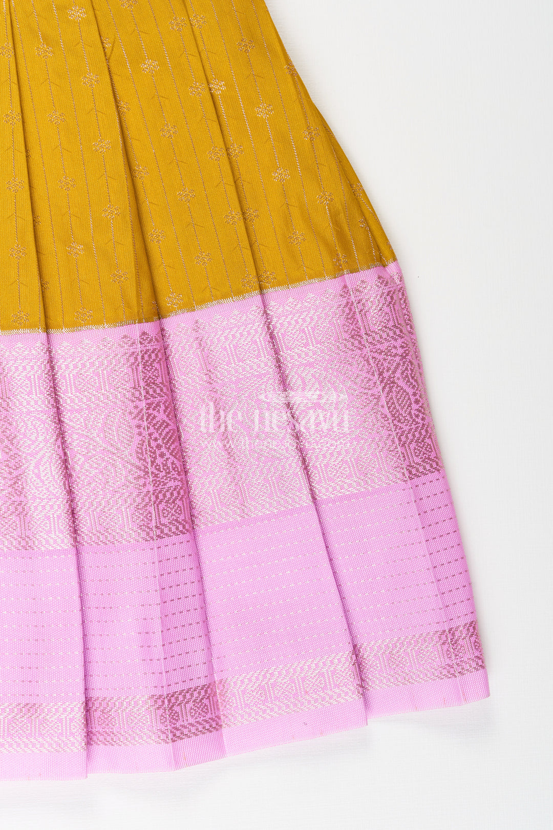 Pink And Mustard Frock For Baby Girls In Semi Silk Ideal For Birthdays And Traditional Gatherings