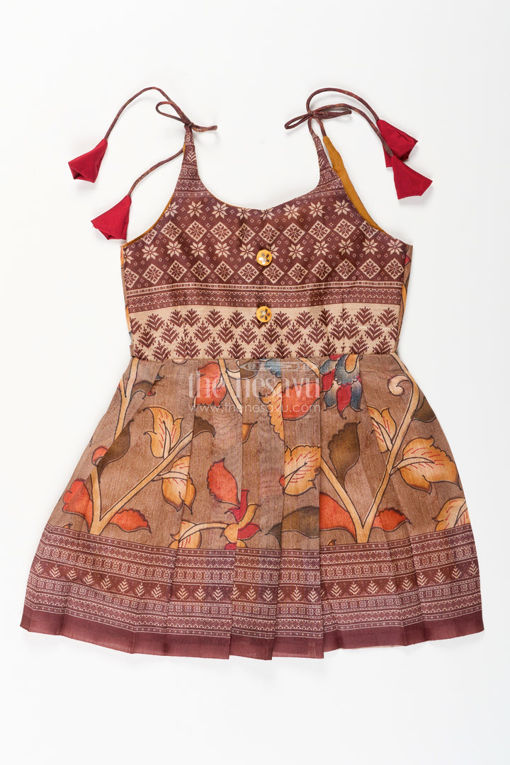 Cotton printed baby girl tie-up frock for summer outings and festive play