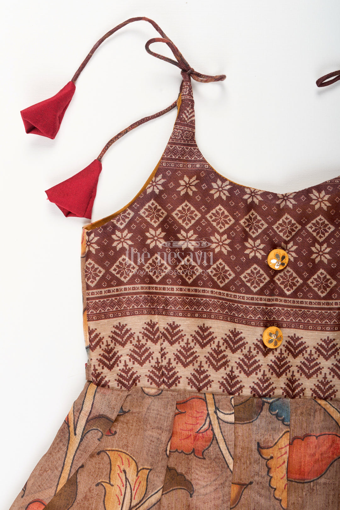 Cotton printed baby girl tie-up frock for summer outings and festive play