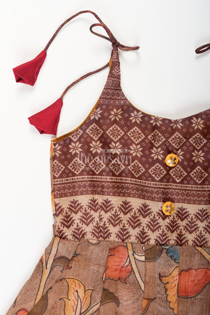 Cotton printed baby girl tie-up frock for summer outings and festive play