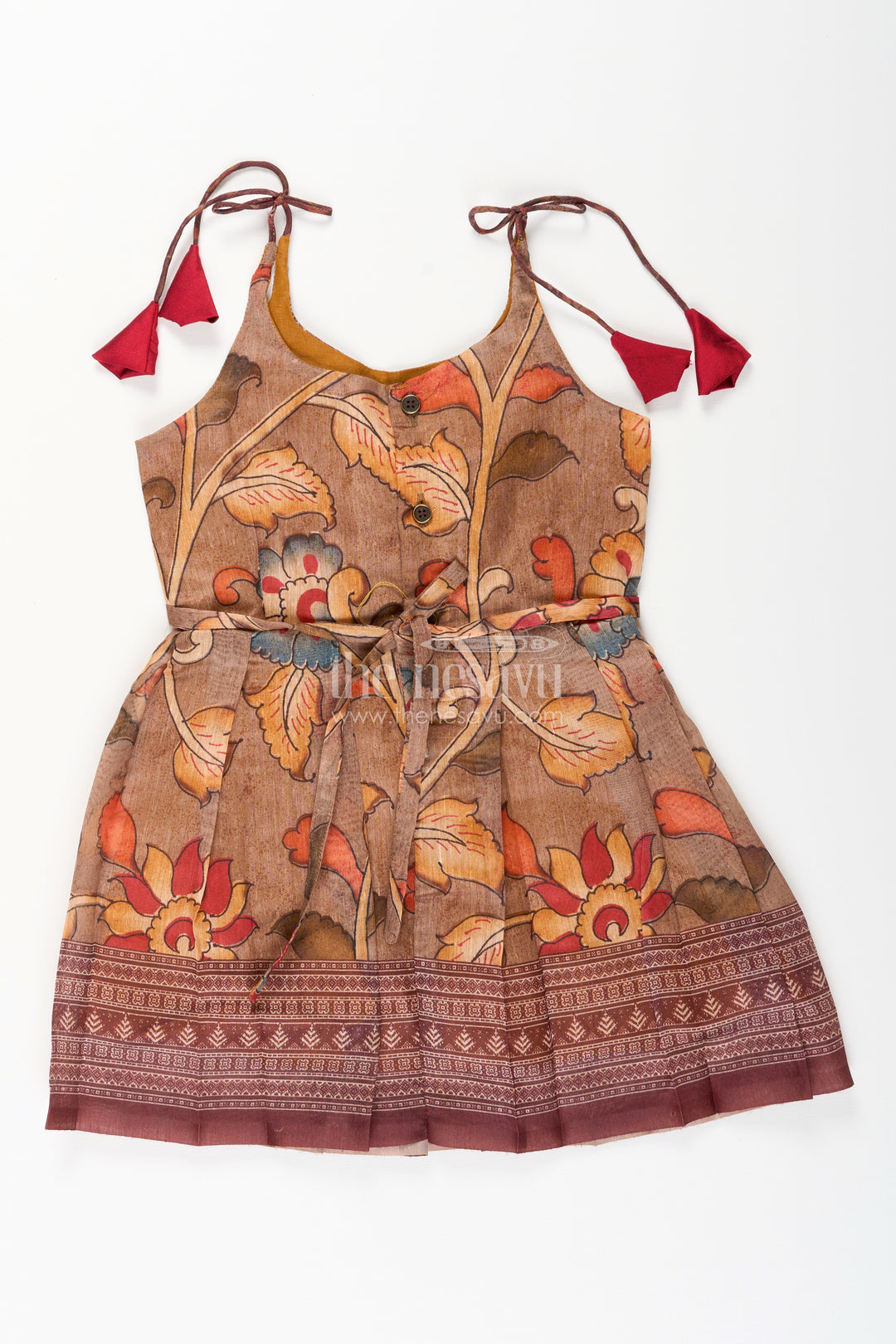Cotton printed baby girl tie-up frock for summer outings and festive play