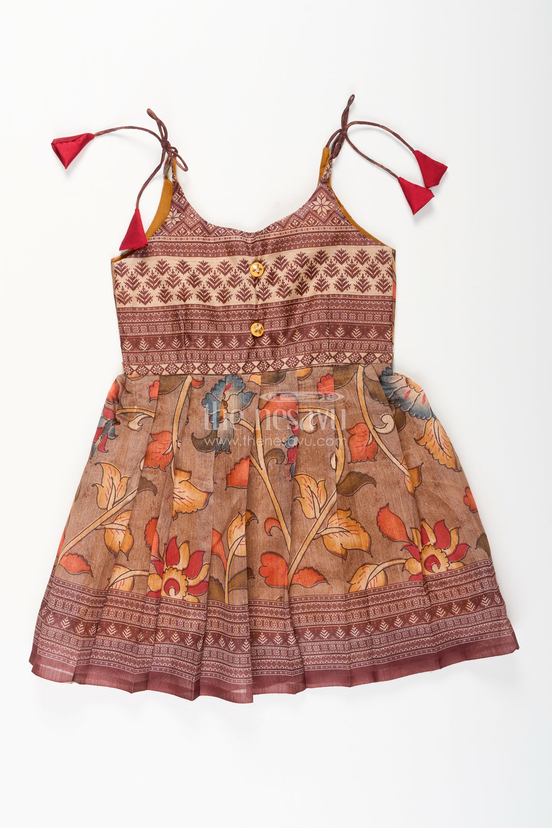 Cotton printed baby girl tie-up frock for summer outings and festive play