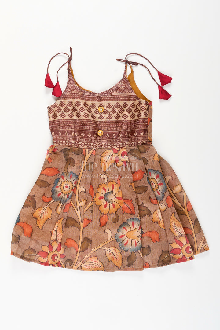 Cotton printed baby girl tie-up frock for summer outings and festive play