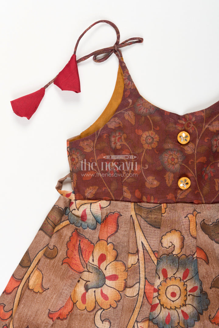 Cotton printed baby girl tie-up frock for summer outings and festive play
