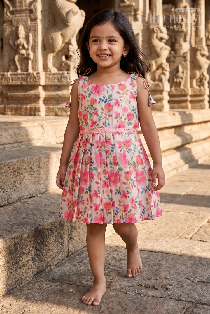 Baby Girl Printed Frock with Tie-up Straps for Summer Days