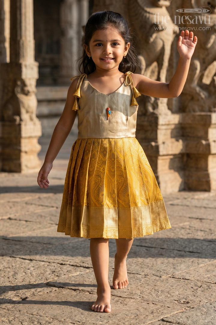 Baby Girl Tie up Frock for Festive Wear and Traditional Occasions