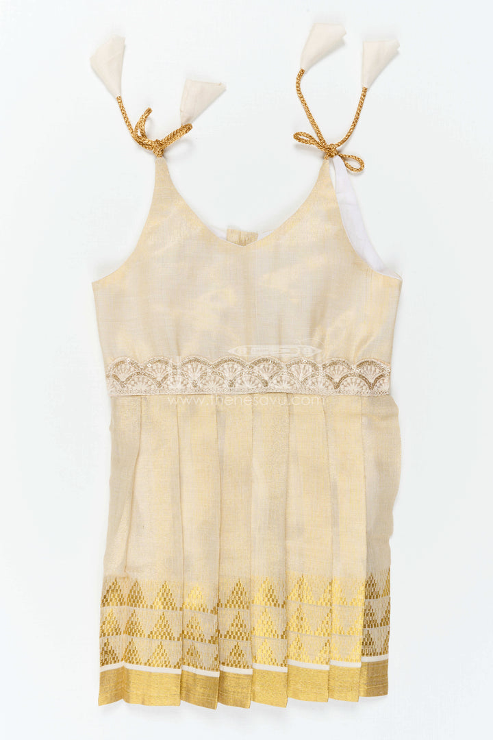 Baby Girl Cream Frock for Naming Ceremony and Parties