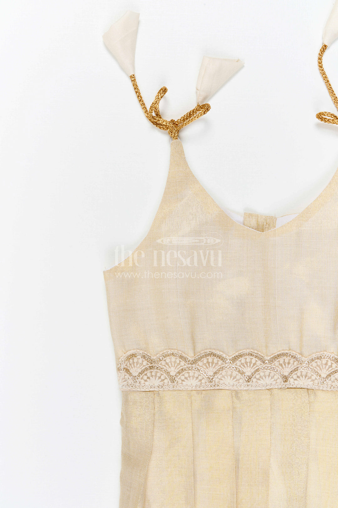 Baby Girl Cream Frock for Naming Ceremony and Parties