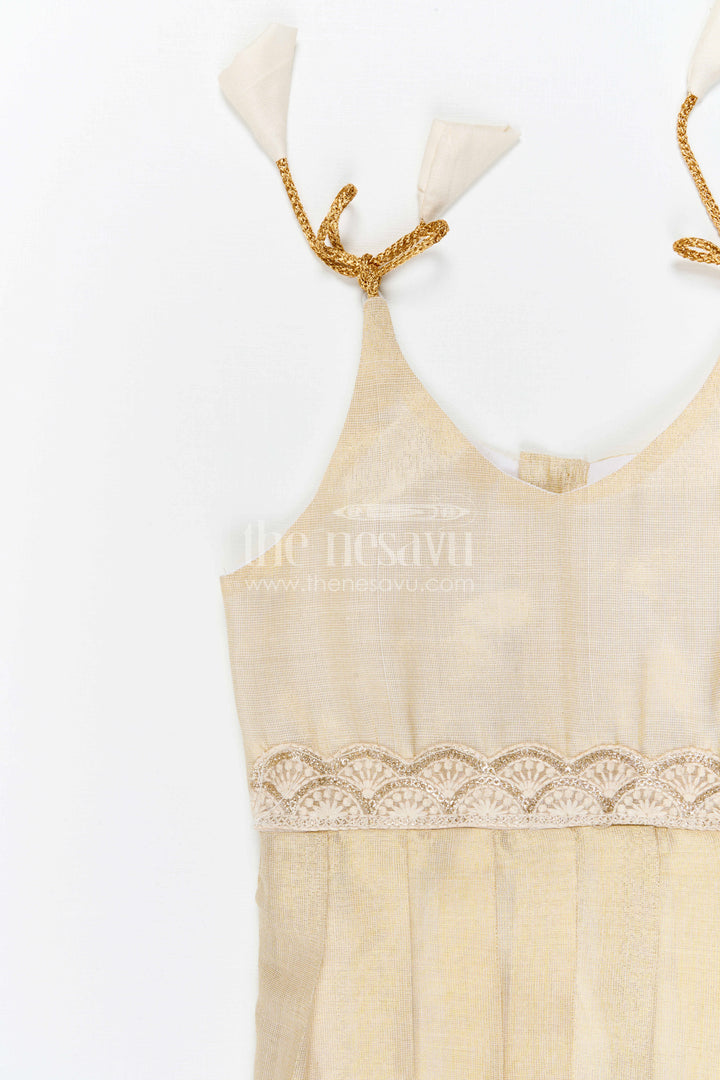 Baby Girl Cream Frock for Naming Ceremony and Parties