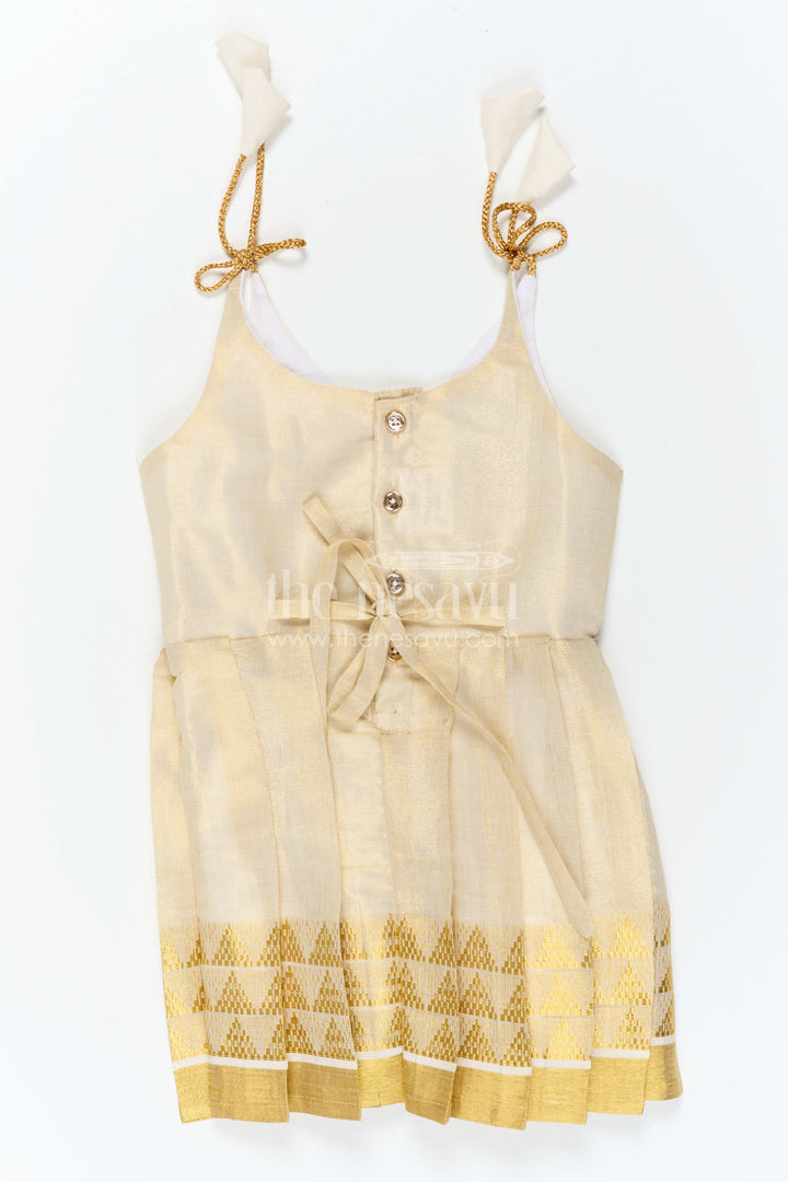 Baby Girl Cream Frock for Naming Ceremony and Parties
