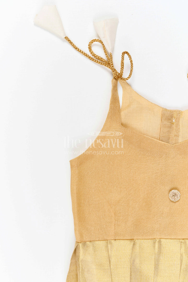 Girls Gold Tie up Frock for Festive Celebrations