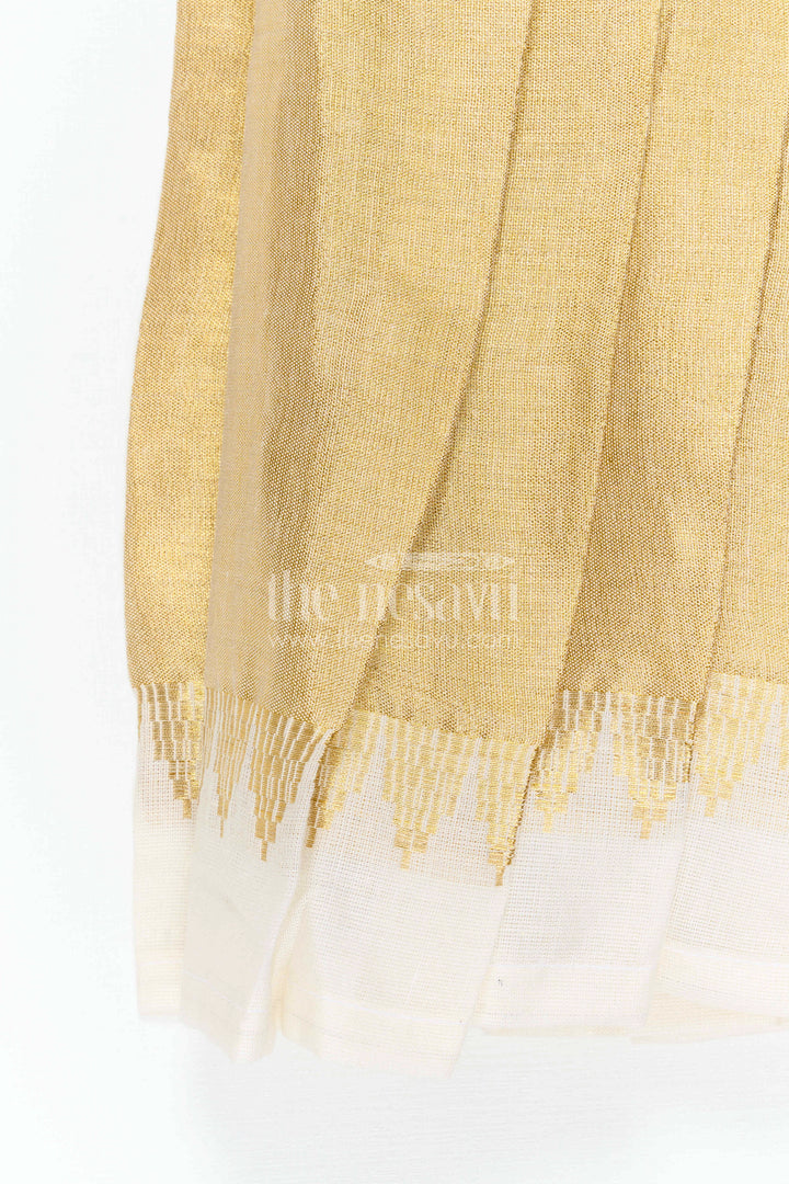 Girls Gold Tie up Frock for Festive Celebrations