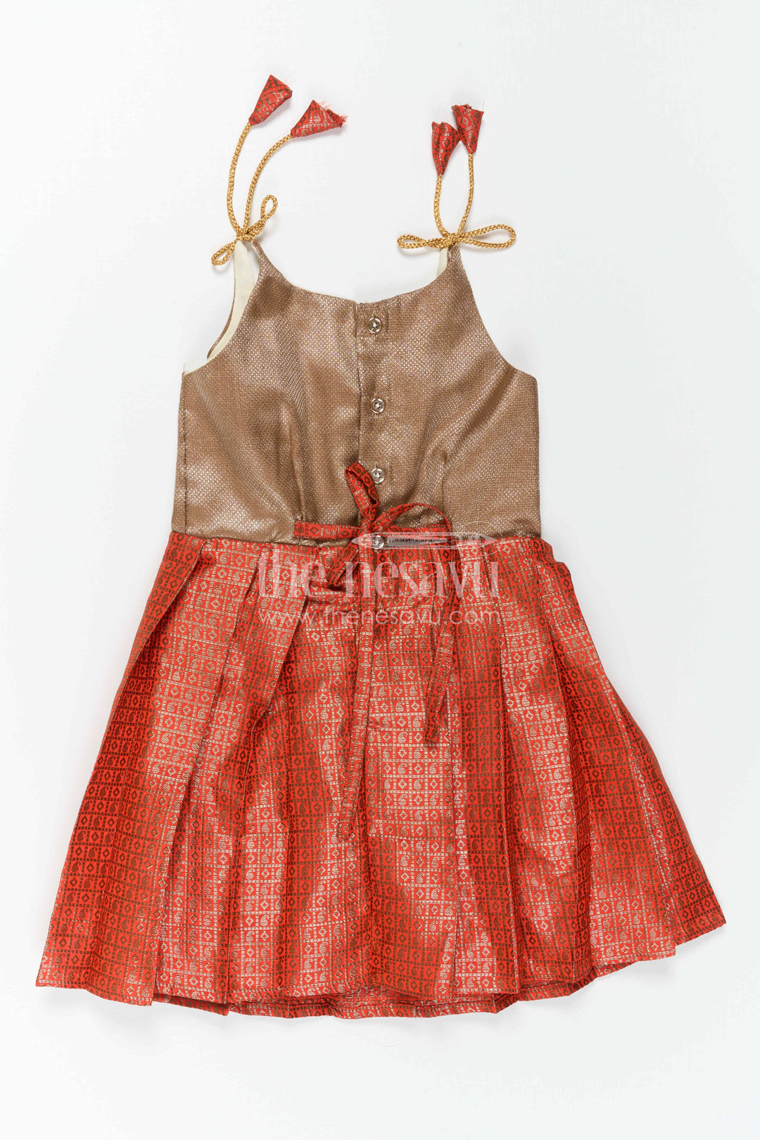 Girls Pink Tie up Frock for Weddings and Festive Occasions