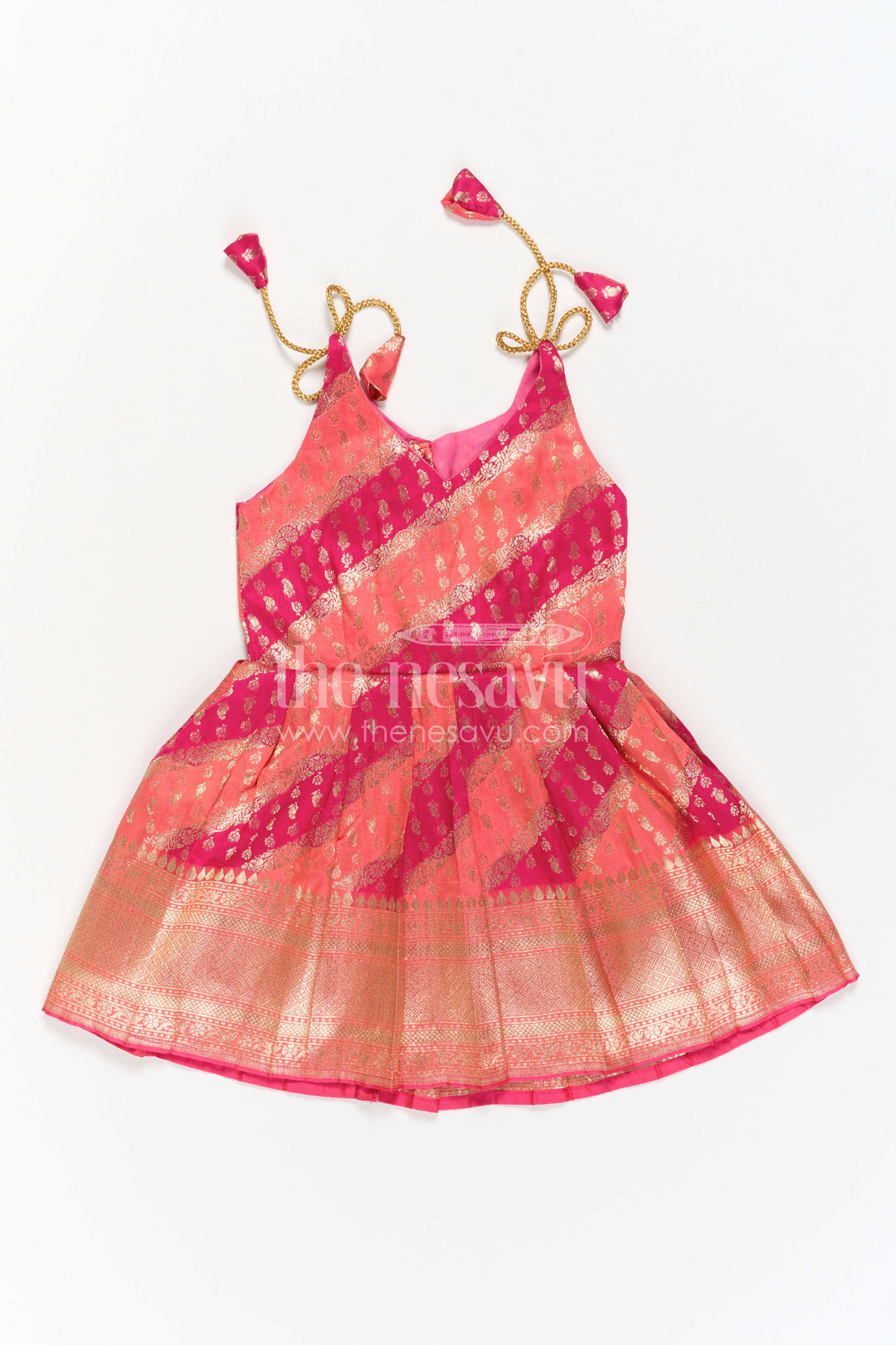 Girls Festive Tie up Frock for Weddings and Traditional Functions