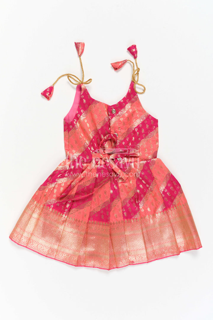 Girls Festive Tie up Frock for Weddings and Traditional Functions