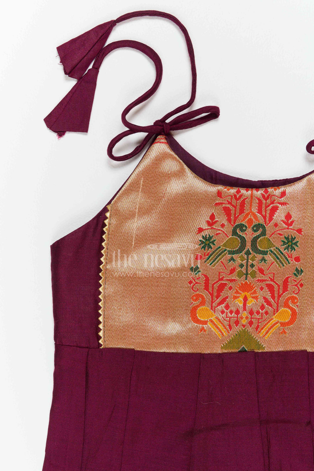 Ethnic Tie up Frock with Paithani Motifs for Festive Occasions