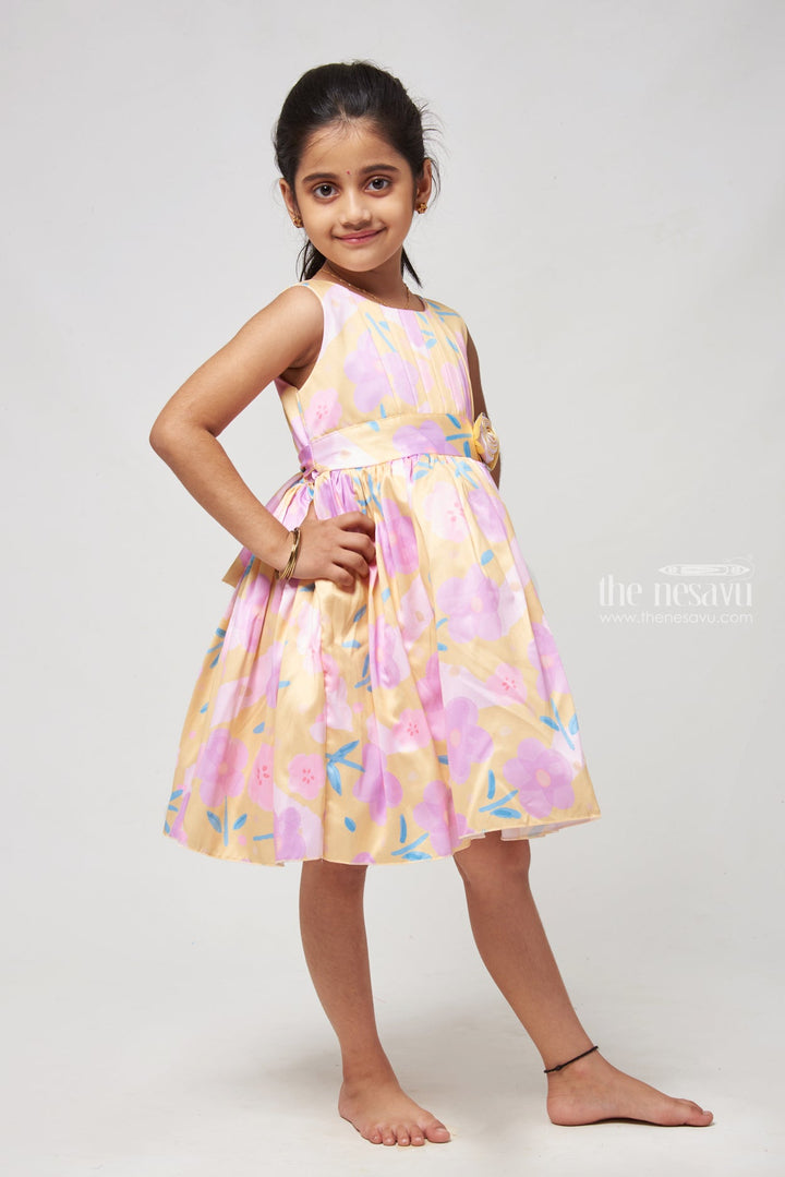 The Nesavu Girls Fancy Frock A-line Silhouette Frock Kids Designer Wear with Tulle Underskirt Nesavu Pageant Ready Knee-length Dress For Kids - Perfect For Photoshoots | The Nesavu