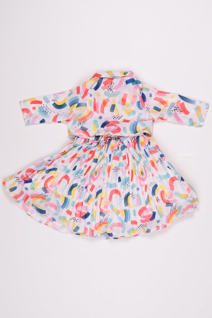 The Nesavu Girls Fancy Frock Abstract Elegance: Jacket Frock - Gorgeous Pink Fancy Frock with Collared Overcoat for Girls Nesavu Casual and Comfy Fancy Frocks for Babies | Baby Girl Designer Dress Collection | The Nesavu