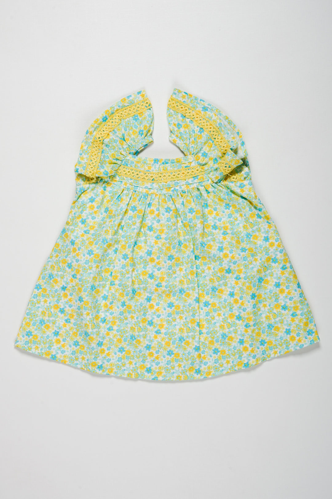 The Nesavu Baby Cotton Frocks Adorable Baby Girl Summer Cotton Frock with Floral Print Nesavu 14 (6M) / Green / Cotton BFJ558A-14 Buy Baby Girl Cotton Floral Frock Online | Summer Collection for Infants | The Nesavu