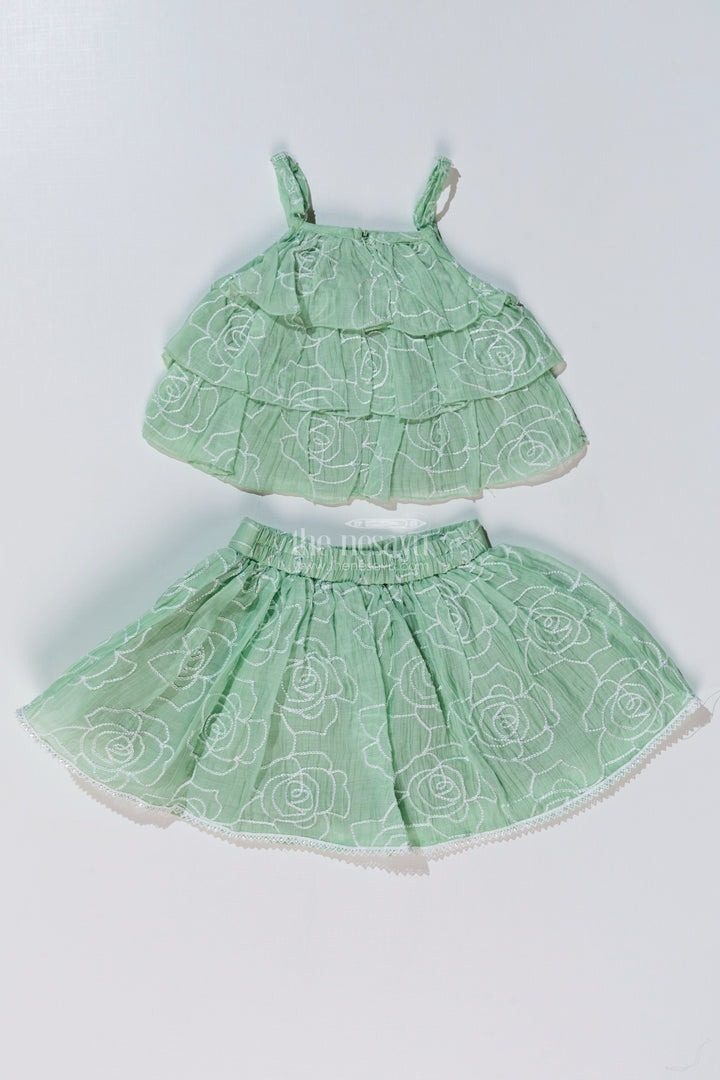 The Nesavu Baby Fancy Frock Adorable Casual Birthday Outfits for Girls with Ruffled Layers and Floral Thread Embroidery Nesavu Nesavu Adorable Casual Birthday Outfits Girls Ruffled Layers Floral Thread Embroidery
