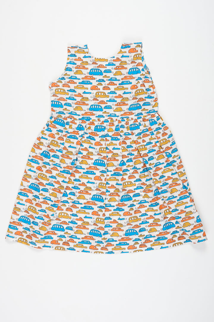The Nesavu Baby Cotton Frocks Adorable Casual Cotton Frock for Baby Girls with Fun Car Print Comfortable Everyday Wear Nesavu Nesavu Casual Cotton Frock Baby Girls Comfortable Car Print Dress Everyday Fun