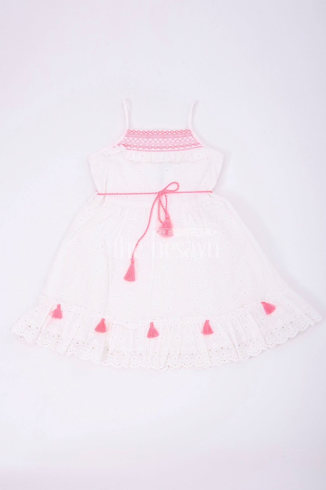 The Nesavu Baby Cotton Frocks Adorable Cotton Short Dress - Sleeveless Neon Embroidery Baby Frock Nesavu 14 (6M) / multicolor BFJ578B-14 Adorable Cotton Short Dress - Nesavu | Neon Embroidery Baby Frock