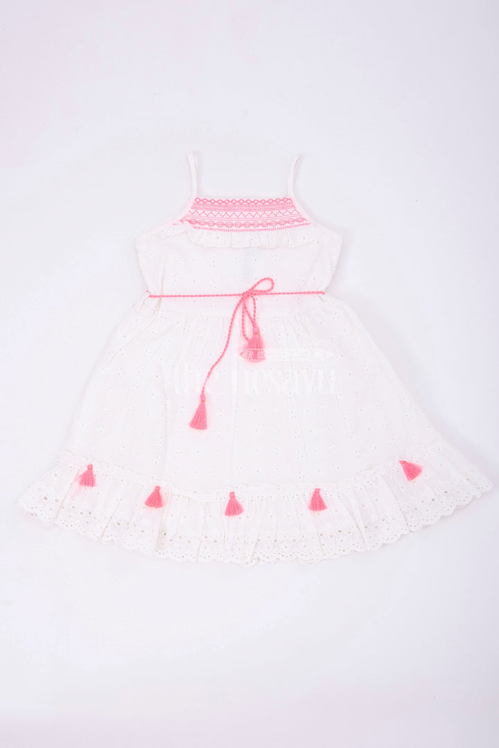 The Nesavu Baby Cotton Frocks Adorable Cotton Short Dress - Sleeveless Neon Embroidery Baby Frock Nesavu 14 (6M) / multicolor BFJ578B-14 Adorable Cotton Short Dress - Nesavu | Neon Embroidery Baby Frock