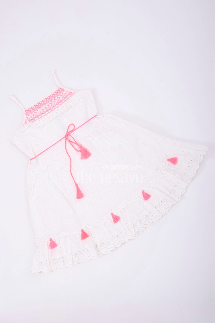 The Nesavu Baby Cotton Frocks Adorable Cotton Short Dress - Sleeveless Neon Embroidery Baby Frock Nesavu Adorable Cotton Short Dress - Nesavu | Neon Embroidery Baby Frock