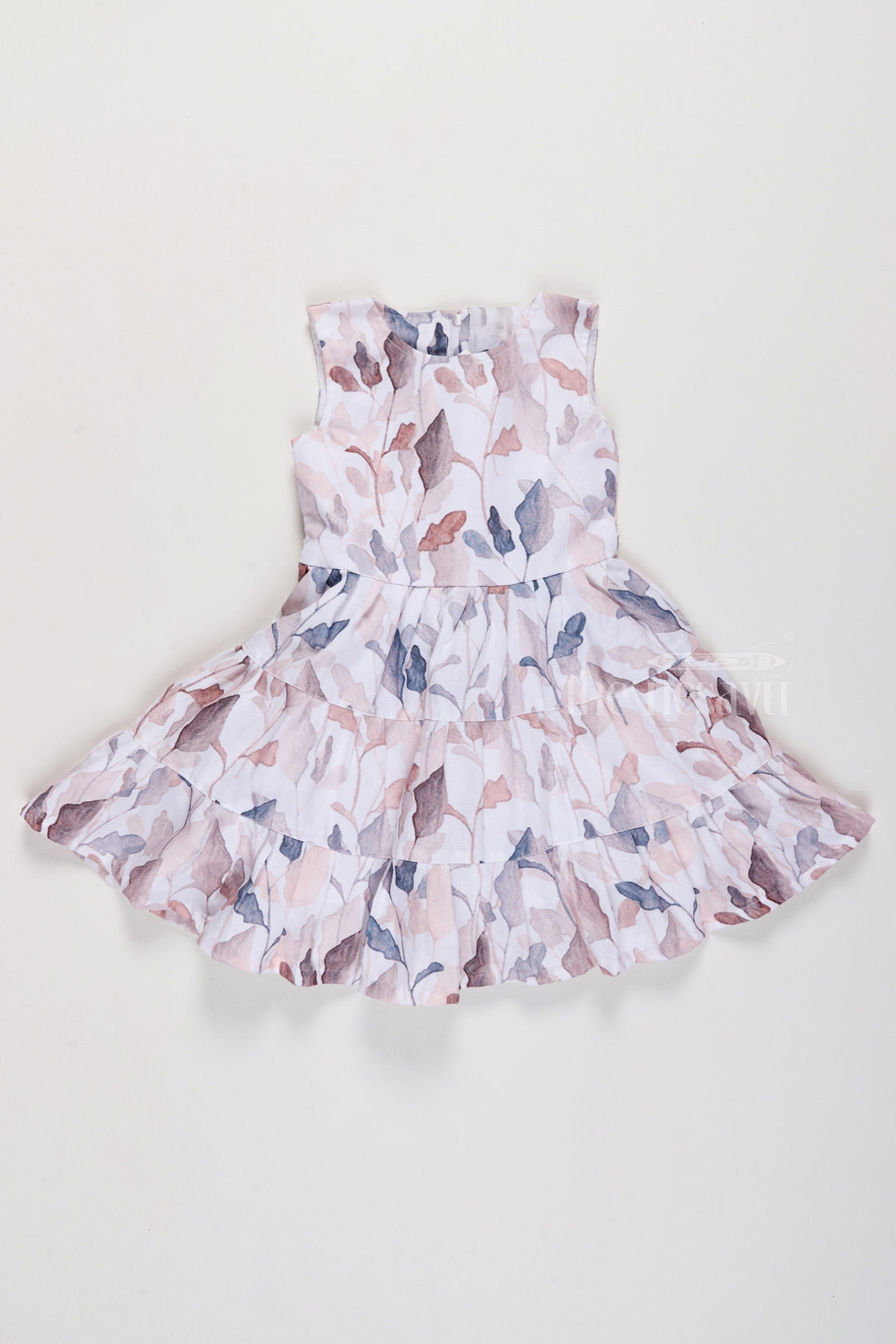 The Nesavu Girls Fancy Frock Adorable Georgette Frock One Piece Dress for Girls with Subtle Floral Patterns and Tiered Design Nesavu 22 (4Y) / Multicolor GFC1578A-22 Nesavu Georgette Frock One Piece Dress Girls Floral Patterns Tiered Flair