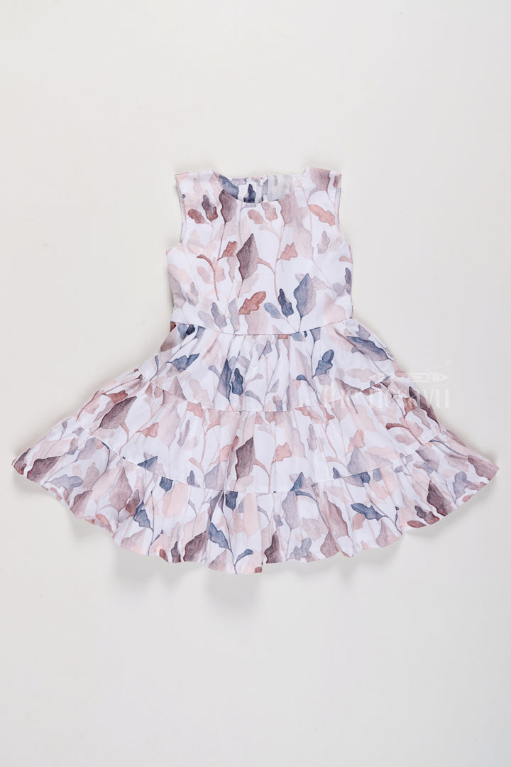 The Nesavu Girls Fancy Frock Adorable Georgette Frock One Piece Dress for Girls with Subtle Floral Patterns and Tiered Design Nesavu 22 (4Y) / Multicolor GFC1578A-22 Nesavu Georgette Frock One Piece Dress Girls Floral Patterns Tiered Flair