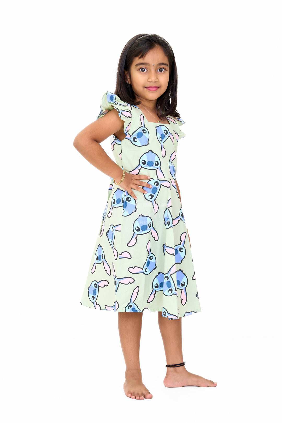 The Nesavu Girls Cotton Frock Adorable Girls Pure Cotton Frock with Playful Cartoon Print and Cap Sleeves Nesavu Nesavu Girls Pure Cotton Frock Cartoon Print Cap Sleeves Relaxed Fit