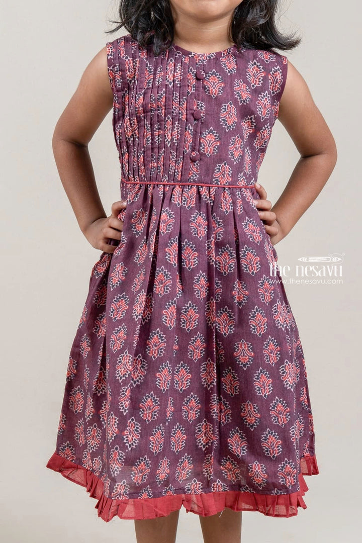 The Nesavu Girls Fancy Frock Adorable Hand Block Printed Sleeveless Brown Cotton Frock for Girls Nesavu Adorable Hand Block Printed Sleeveless Brown Cotton Frock for Girls | Buy Online at The Nesavu
