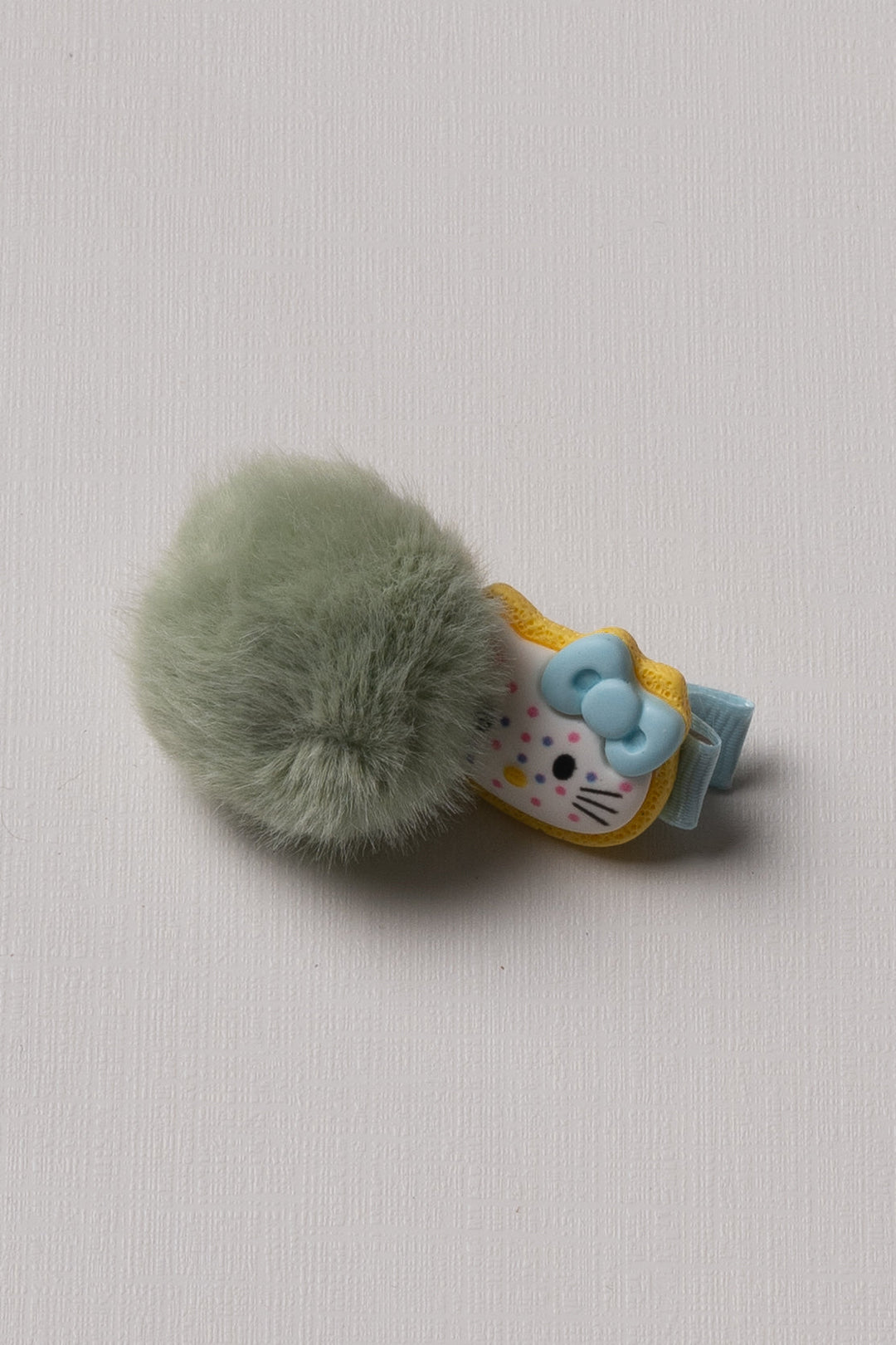 The Nesavu Hair Clip Adorable Kitty Pom-Pom Hair Clip for Kids Nesavu Green JHCL74H Cute Kitty Pom-Pom Hair Clip for Kids | Gentle & Fun Hair Accessory | The Nesavu