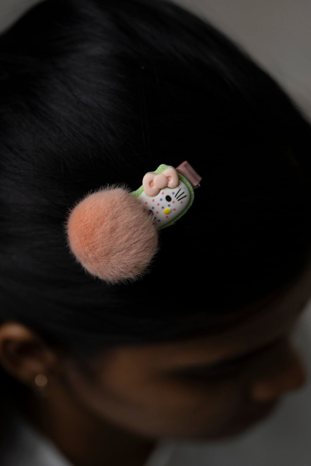 The Nesavu Hair Clip Adorable Kitty Pom-Pom Hair Clip for Kids Nesavu Orange JHCL74G Cute Kitty Pom-Pom Hair Clip for Kids | Gentle & Fun Hair Accessory | The Nesavu