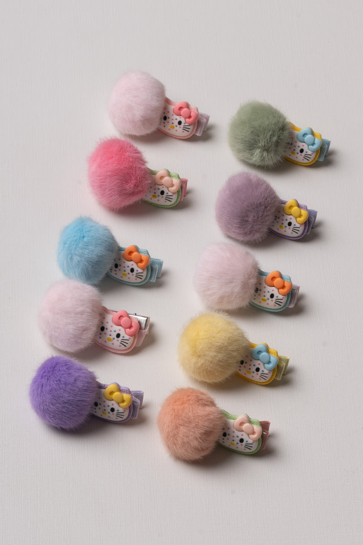 The Nesavu Hair Clip Adorable Kitty Pom-Pom Hair Clip for Kids Nesavu Cute Kitty Pom-Pom Hair Clip for Kids | Gentle & Fun Hair Accessory | The Nesavu