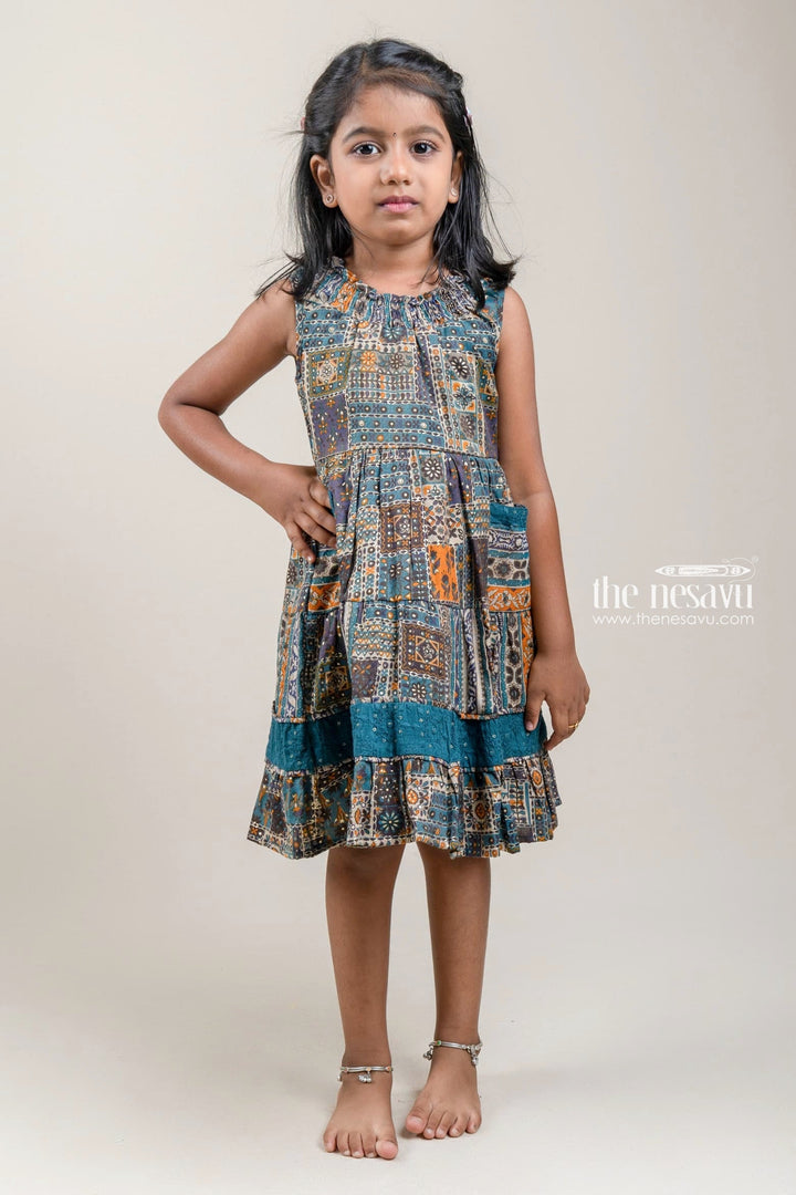 The Nesavu Girls Cotton Frock Adorable Multi-colored Floral Printed Cotton Frock For Girls Nesavu 22 (4Y) / multicolor / Cotton GFC1050A-22 Latest Cotton dress Collection For Girls | Trendy Cotton Wear For Girls | The Nesavu