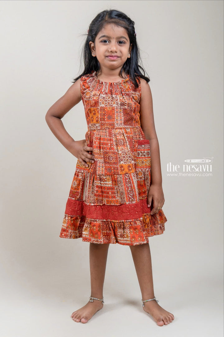The Nesavu Girls Cotton Frock Adorable Multi-colored Floral Printed Cotton Frock For Girls Nesavu 22 (4Y) / multicolor / Cotton GFC1050B-22 Latest Cotton dress Collection For Girls | Trendy Cotton Wear For Girls | The Nesavu