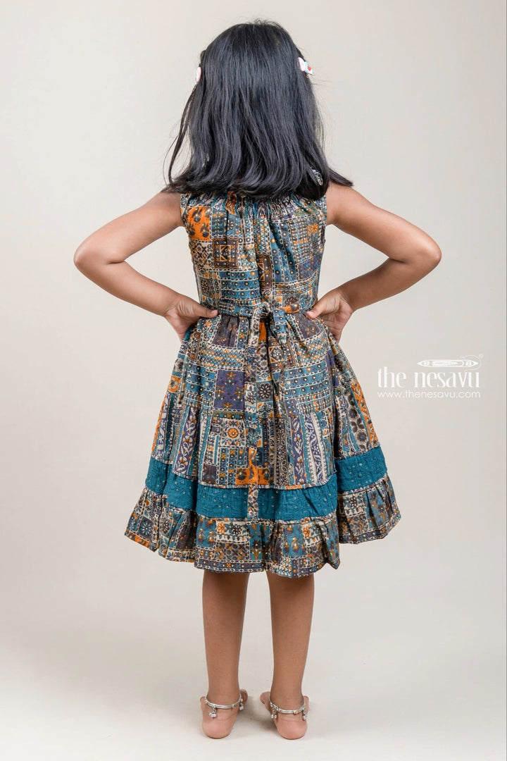 The Nesavu Girls Cotton Frock Adorable Multi-colored Floral Printed Cotton Frock For Girls Nesavu Latest Cotton dress Collection For Girls | Trendy Cotton Wear For Girls | The Nesavu
