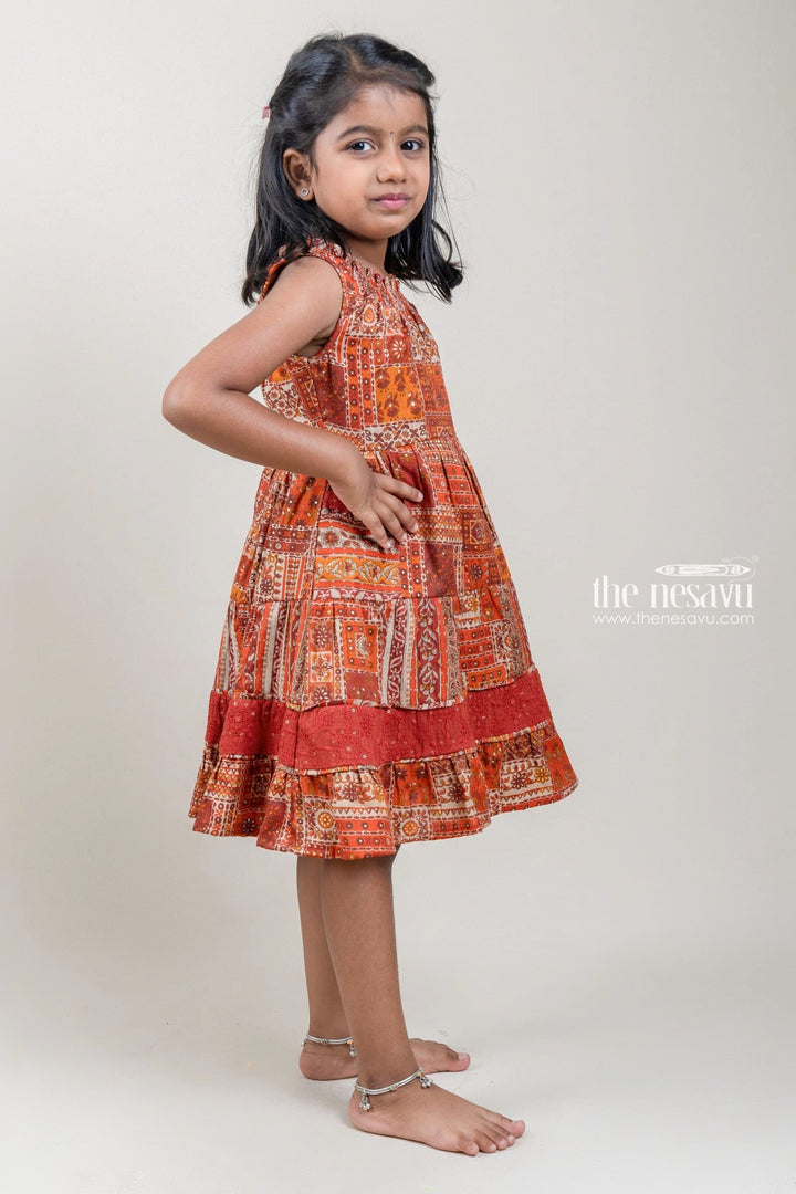 The Nesavu Girls Cotton Frock Adorable Multi-colored Floral Printed Cotton Frock For Girls Nesavu Latest Cotton dress Collection For Girls | Trendy Cotton Wear For Girls | The Nesavu