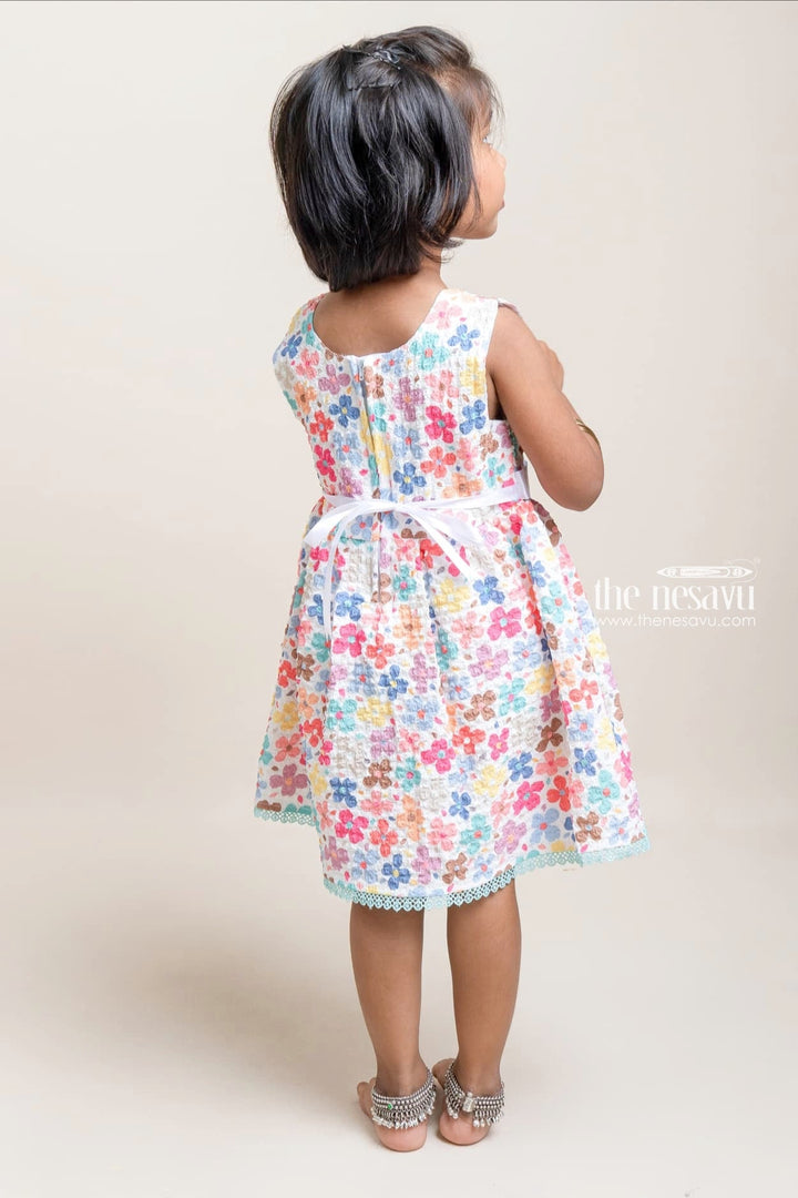 The Nesavu Baby Fancy Frock Adorable Multi-colored Floral Printed Sleeveless Frock For Baby Girls Nesavu Comfortable cotton frocks for babies | Flower Designed Frocks | The Nesavu