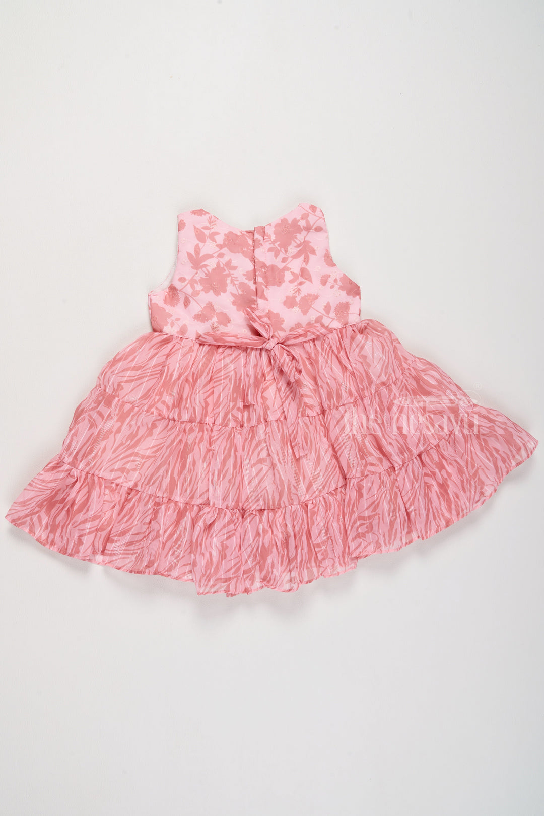 The Nesavu Girls Fancy Frock Adorable Peach Frock Party Dress for Girls with Floral Prints and Tiered Layers Nesavu Peach Frock Party Dress Girls Floral Print Tiered Layers Nesavu