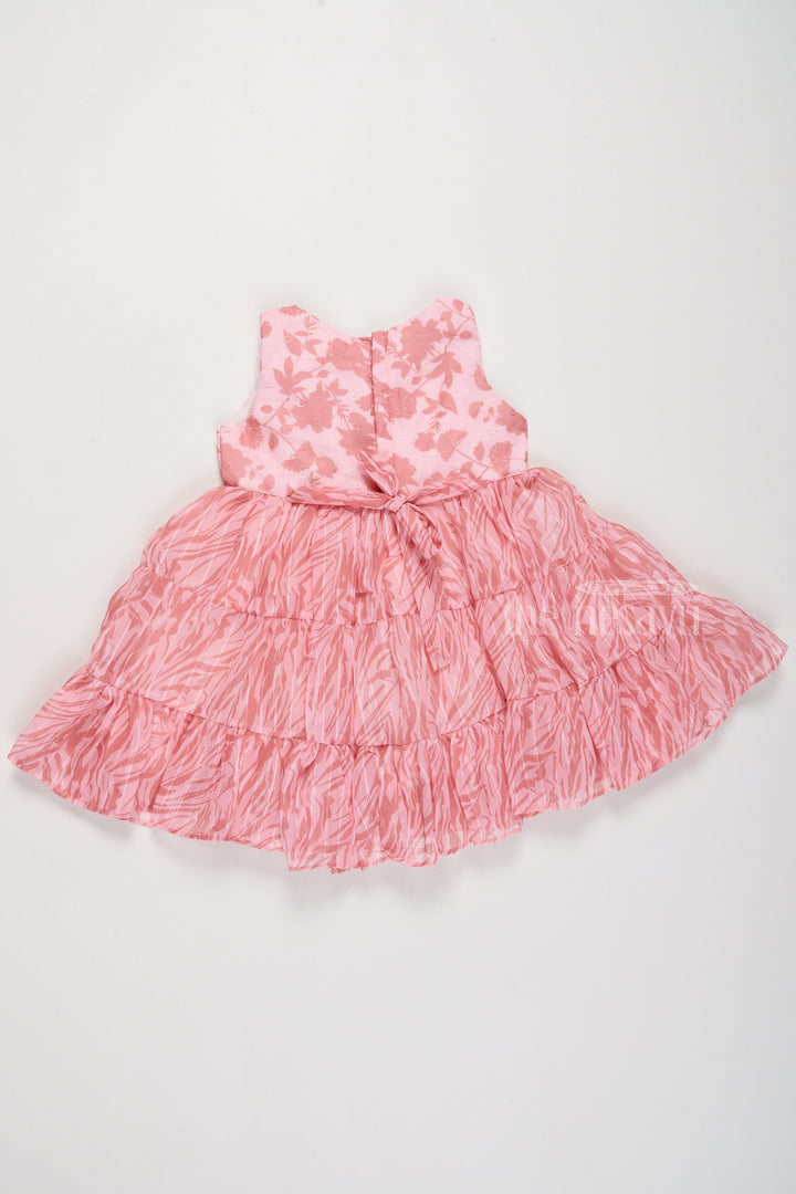 The Nesavu Girls Fancy Frock Adorable Peach Frock Party Dress for Girls with Floral Prints and Tiered Layers Nesavu Peach Frock Party Dress Girls Floral Print Tiered Layers Nesavu