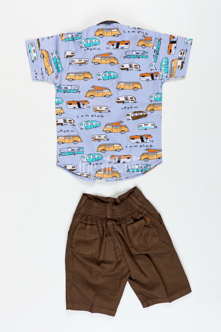 The Nesavu Boys Casual Set Adventure Theme Shirt and Shorts Outfit for Baby Boys Nesavu Nesavu Boys Travel Graphic Cotton Set Shirt Shorts Cap Accessories Toddler Explorers