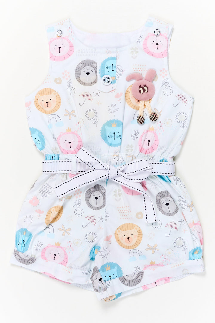 The Nesavu Baby Rompers/Onesies Animal Print Romper for Baby Playtime and Gifting Nesavu 16 (1Y) / Multicolor / Cotton Blend BFJ916B-16 Nesavu cotton romper for baby with animal print and toy charm – ideal for playtime and gifting