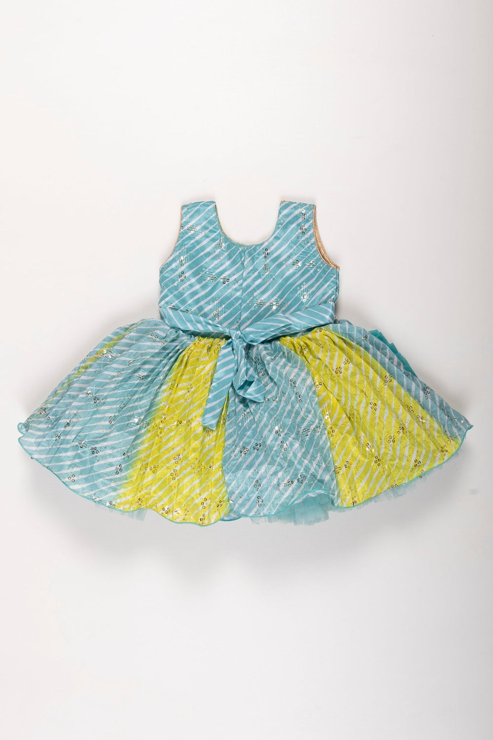 The Nesavu Silk Party Frock Aqua Elegance Silk Frock for Girls with Embellished Party Gown Design Nesavu Girls Aqua Silk Frock | Festive Dress for Kids | The Nesavu