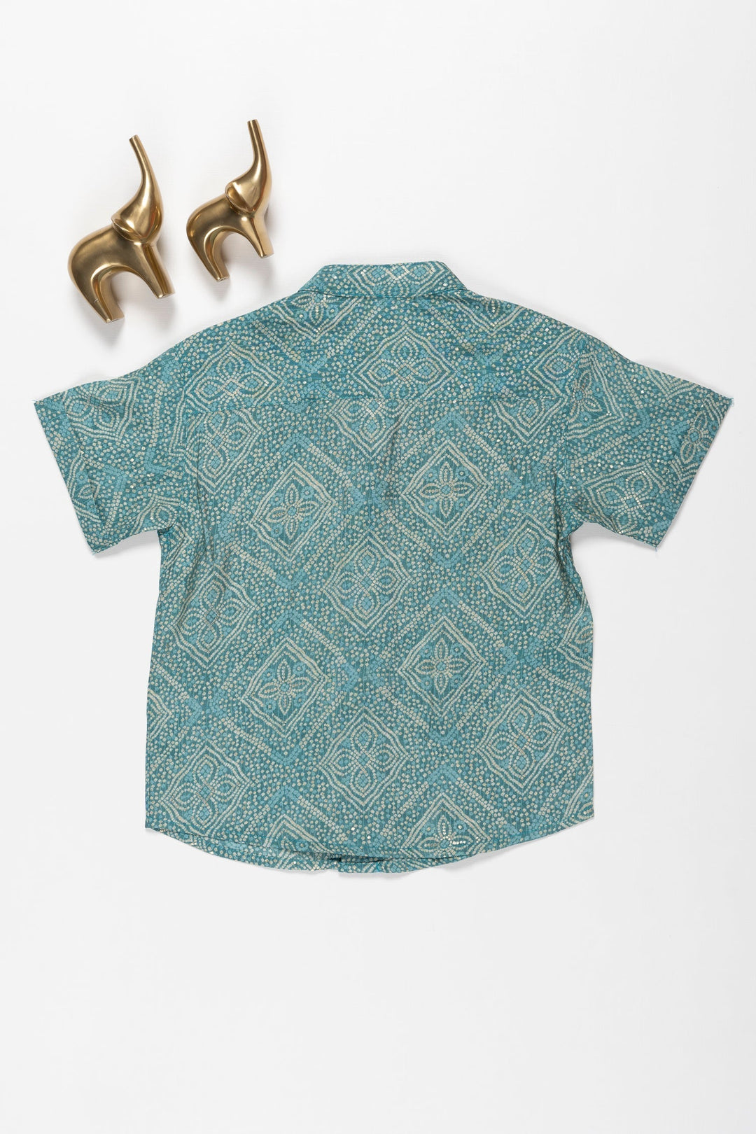 The Nesavu Boys Cotton Shirt Aqua Geometric Bliss Cotton Shirt for Boys - Cool Comfort Nesavu Boys Aqua Geometric Print Shirt | Fresh Style & Ultimate Comfort | The Nesavu